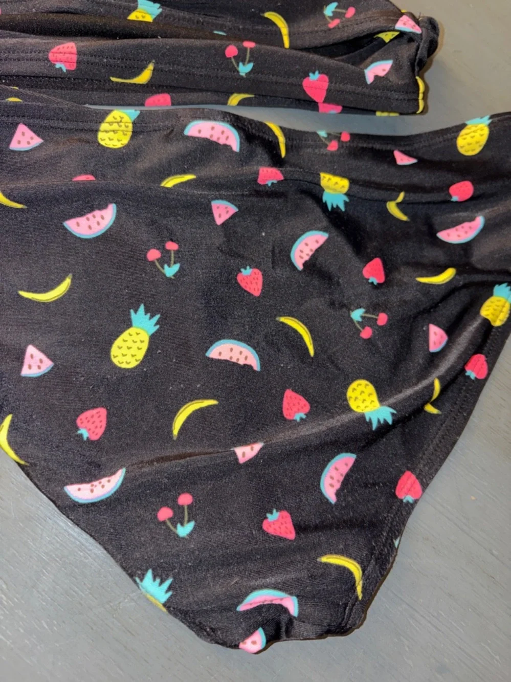 Old Navy Black Bikini Set with Fruit Detail Printed Tie-Shoulder Bikini sz Y XL